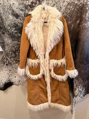 Hutch Tan Coat with Cream Faux-Fur Trim